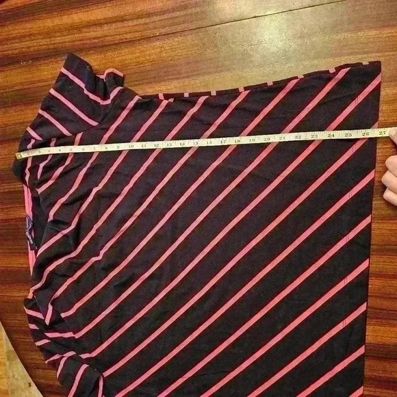 Eloquii Dark Navy with Pink Stripe Short Sleev Cowl Neck Top Size 18/20 EUC - Picture 9 of 9